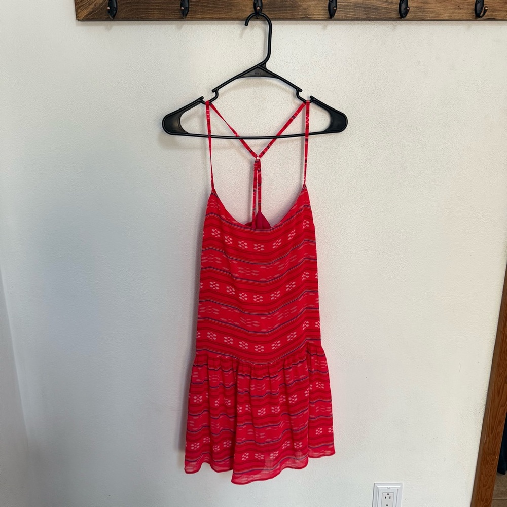 Hollister Vibrant Red Printed Strappy Dress